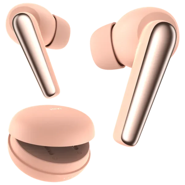 MIVI DuoPods T50 TWS Earbuds with Environmental Noise Cancellation (IPX4 Sweat Resistant, 13mm Bass Drivers, Coral Plush)