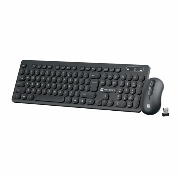Portronics Key6 Combo Wireless Keyboard and Mouse Set with 2.4 GHz USB Receiver, Noiseless Typing, Adjustable DPI Upto 1600, Spill Resistant & Anti-Fade Keys for PC, Laptop, MacBook (Black)