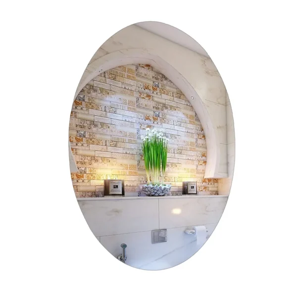 Oval Shape Adhesive Mirror Sticker for Wall on Bathroom Bedroom Living Room Basin Mirror Unbreakable Plastic Wall Mirror Stickers (Pack of 2)