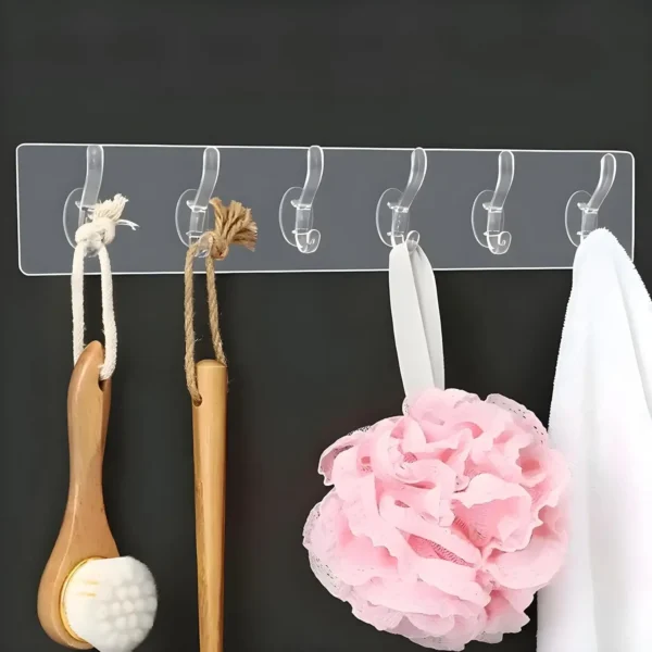 Self Adhesive Wall Hanger Hooks Strip (6 Hooks) – Heavy Duty Magic Sticker Hooks for Wall | Cloth Hanger for Kitchen, Bathroom, Bedroom, Door & Home Use – No Drilling Required - Buy 2 Get 1 Free
